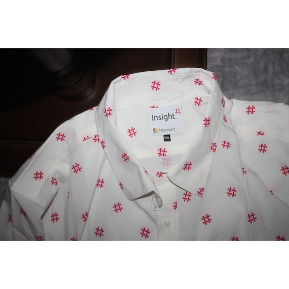 MICROSOFT x INSIGHT Men's XXL Button Up Shirt Short Sleeve Tech Poly Spandex - Picture 2 of 8